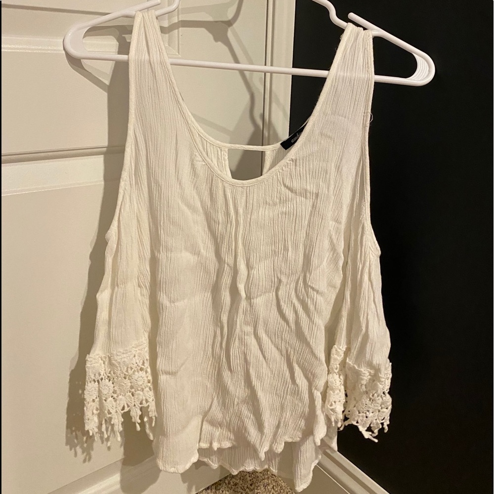 White Cold-Shoulder Top